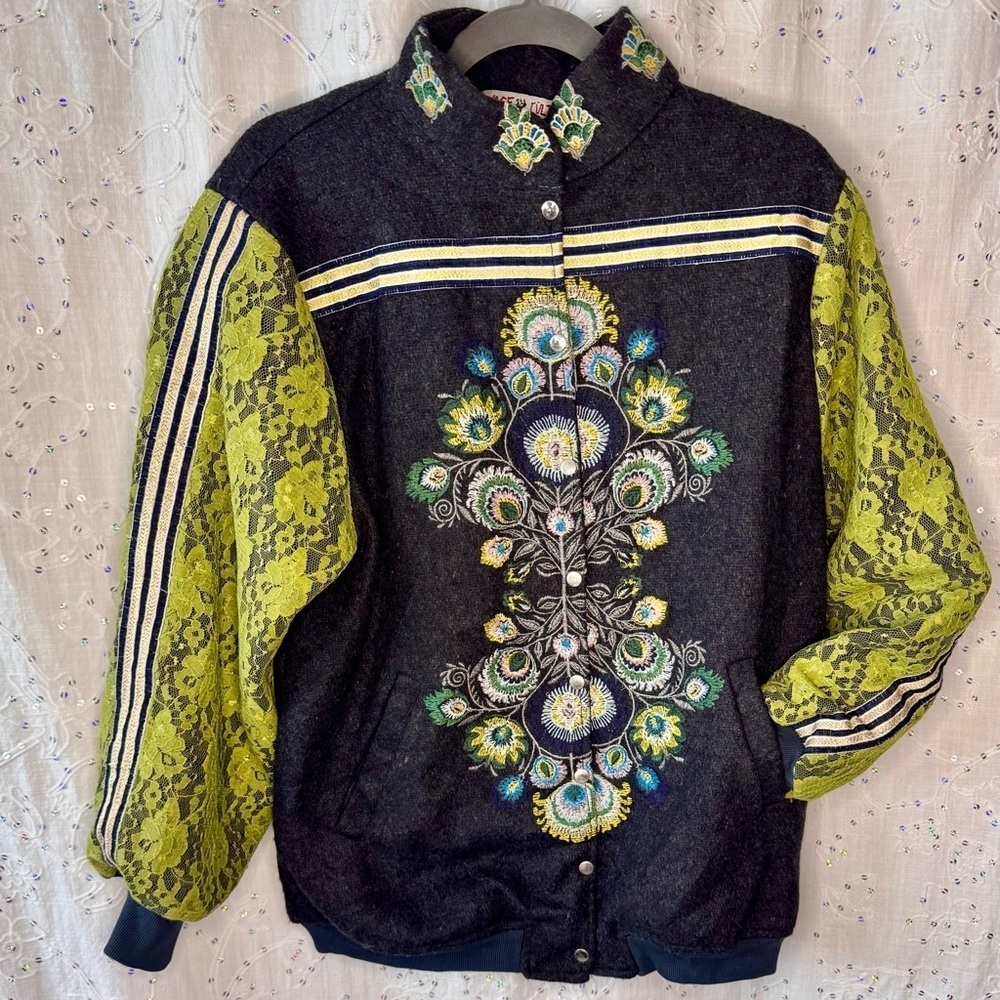 Savage Culture “Saratov” Embroidered Wool-Blend Bomber Jacket – Size Small